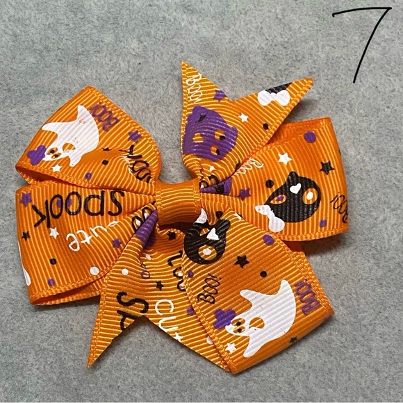 Halloween Spooky Cute Ghosts Spiders Pumpkin Hair Bows - Picture 8 of 13